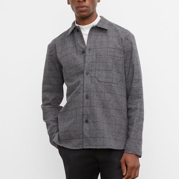 Long Sleeve Moleskin Plaid Overshirt - New With Tags - NEVER WORN - Black Base